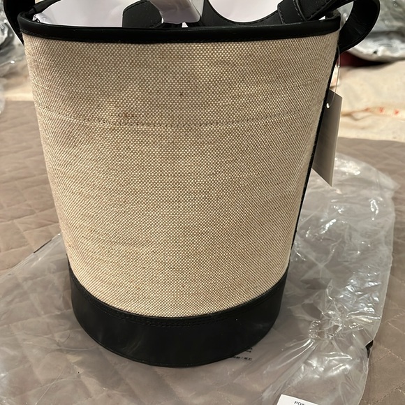 J. Crew Natural/Black Canvas Bucket Bag/NWT - Picture 7 of 11